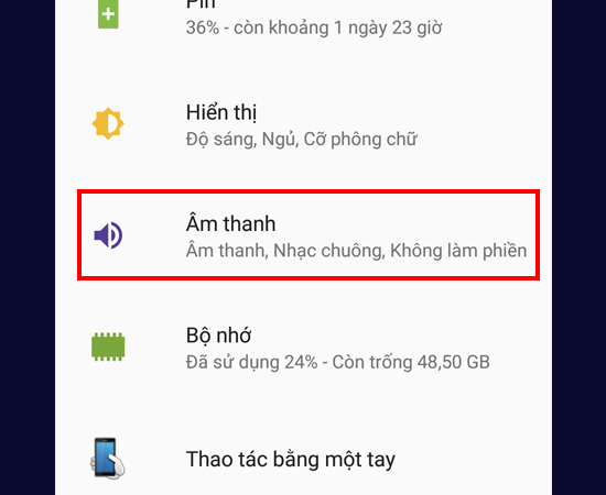 Bước 2: Chọn Âm thanh.