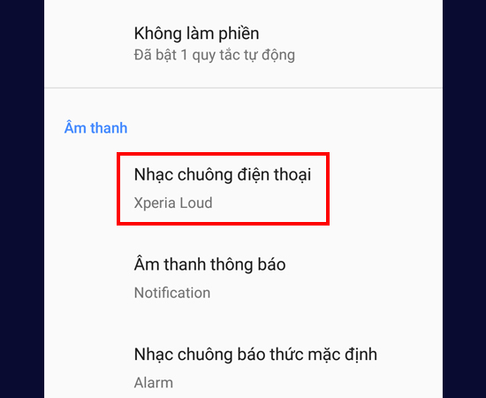 Bước 3: Chọn Nhạc chuông điện thoại.