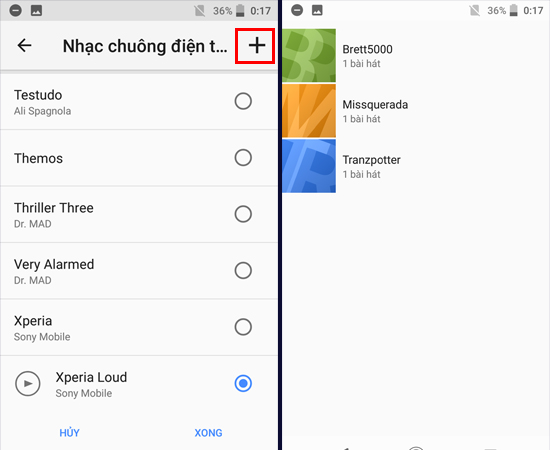 Bước 5: Bạn cũng có thể chọn bài hát trong thư viện nhạc để làm nhạc chuông.