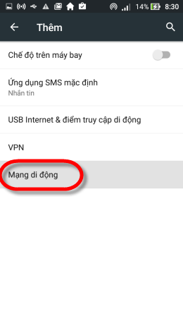 Chọn Mạng di động 