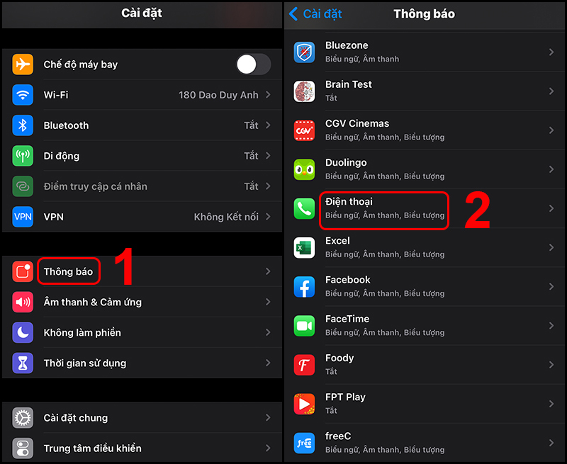 Kiểm tra lại cài đặt thông báo của ứng dụng Điện thoại