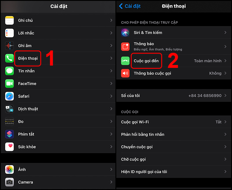 Kiểm tra lại thiết lập cuộc gọi đến