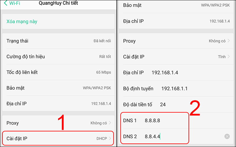 Thay đổi địa chỉ DNS cho Wi-Fi