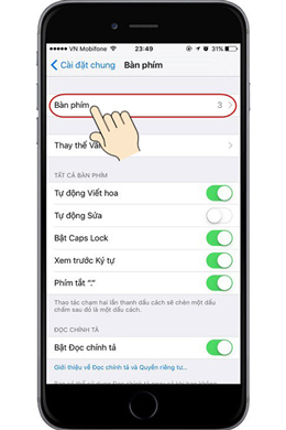 Chọn tiếp "Bàn phím" tiếp tục việc cài đặt.