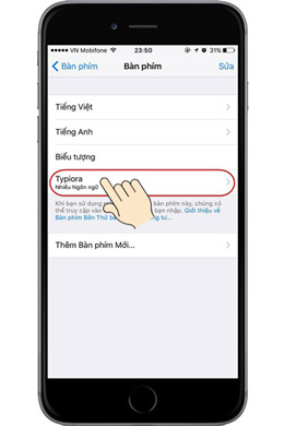 Chọn "Thêm Bàn phím Mới", rồi chọn "Typiora".