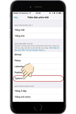 Bấm vào "Typiora" để thiết lập quyền truy cập.