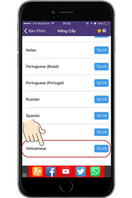 Tìm kiếm "Vietnamese", sau đó nhấn tải về là xong.