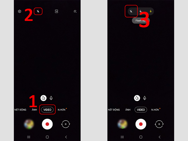 Tắt flash khi quay video