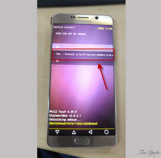 Chọn install Root-n920c-5.1.1.zip