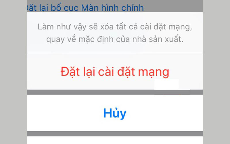  Đặt lại cài đặt mạng