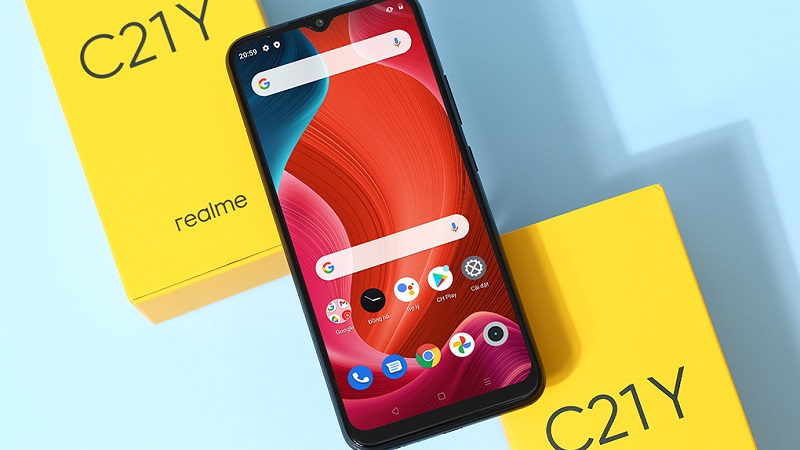 Điện thoại Realme C21Y 3GB có thiết kế trẻ trung, hiện đại, màu sắc thời thượng