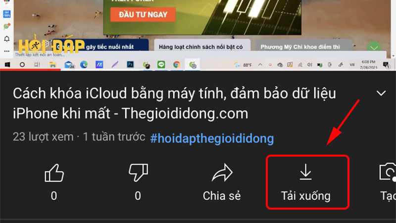 Tải video trong ứng dụng YouTube