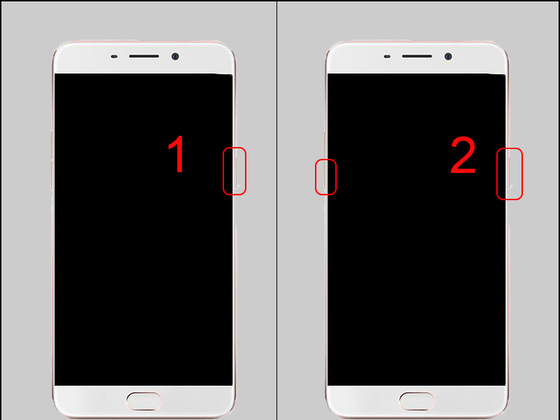 Ấn giữ đồng thời nút nguồn và nút giảm âm lượng