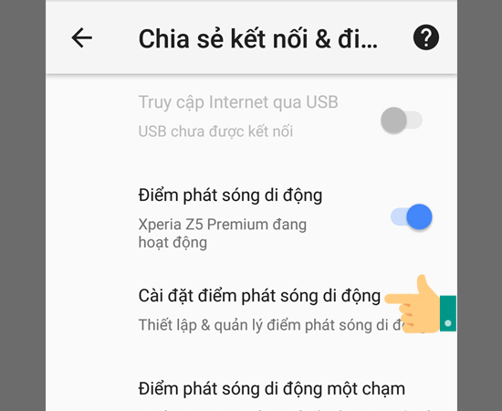 Bước 5: Ngoài ra, bạn cũng có thể Cài đặt điểm phát sóng di động của mình.