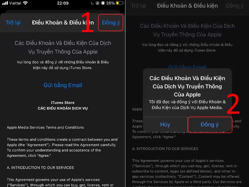 Chấp nhận đồng ý các điều khoản