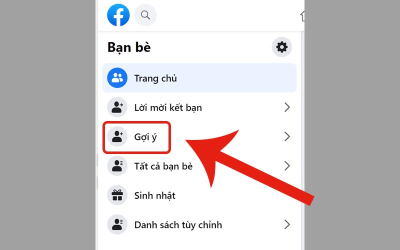 Chọn mục Gợi ý