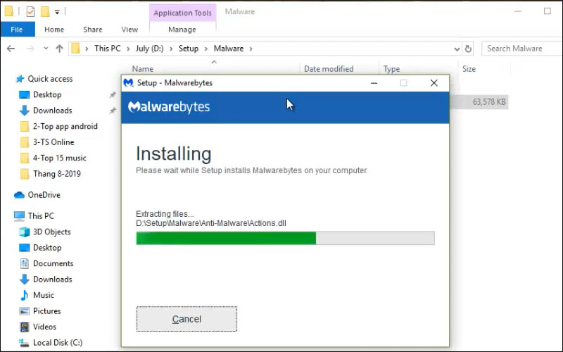 Phần mềm đang được cài đặt