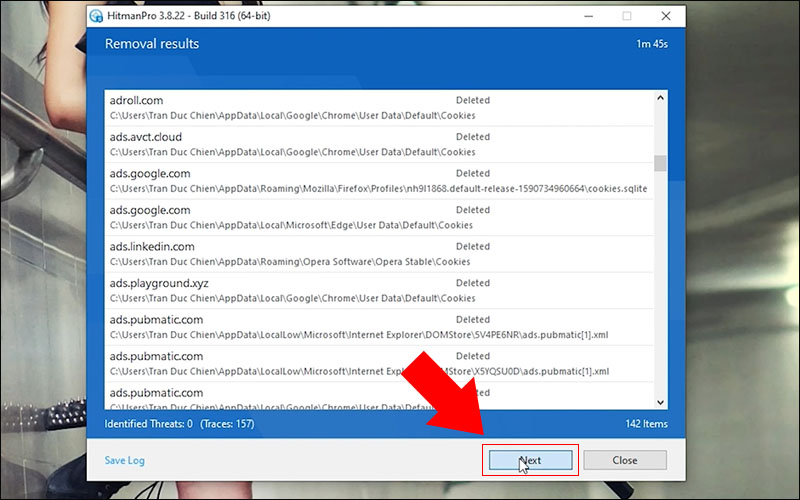 Chọn Next để xem kết quả mà phần mềm quét được
