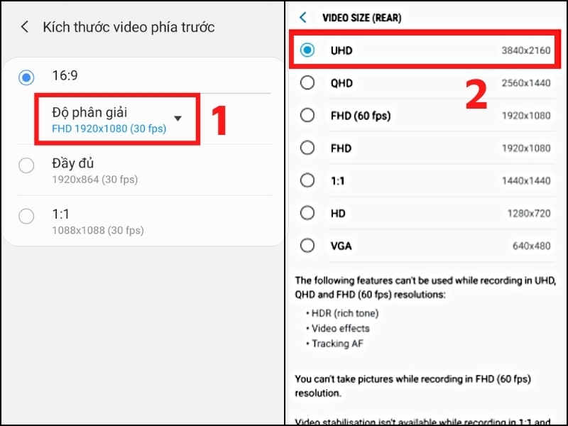 Chọn độ phân giải UHD