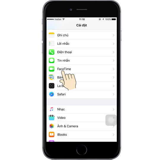 Bạn chọn vào "FaceTime".