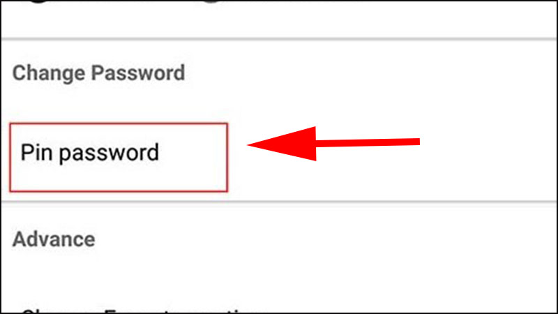 Trong Change Password, chọn Pin password