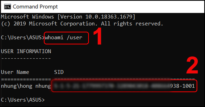 Thao tác thực hiện tại command prompt