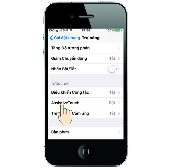 Cài đặt > Cài đặt chung > Trợ năng > AssistiveTouch.