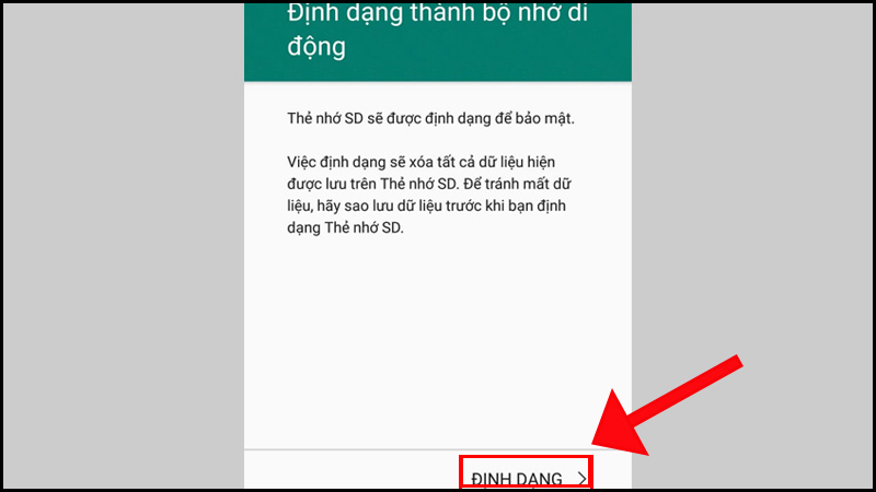 Chọn ĐỊNH DẠNG và hoàn tất.