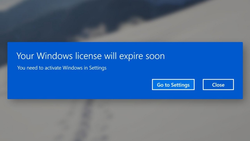 Hình minh họa cho thông báo Giấy phép Windows của bạn sẽ sớm hết hạn