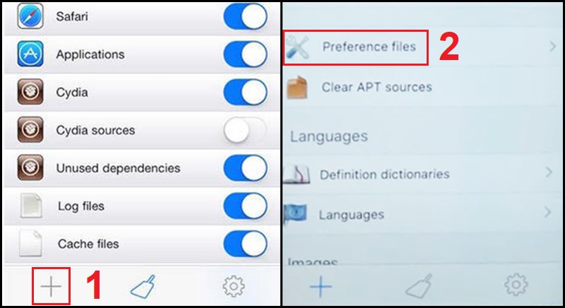 Mở mục Preference files