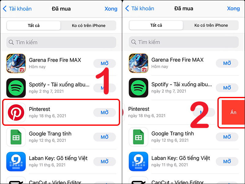 Xóa ứng dụng khỏi lịch sử mua hàng trên App Store