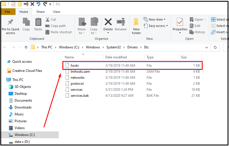 Mở file hosts