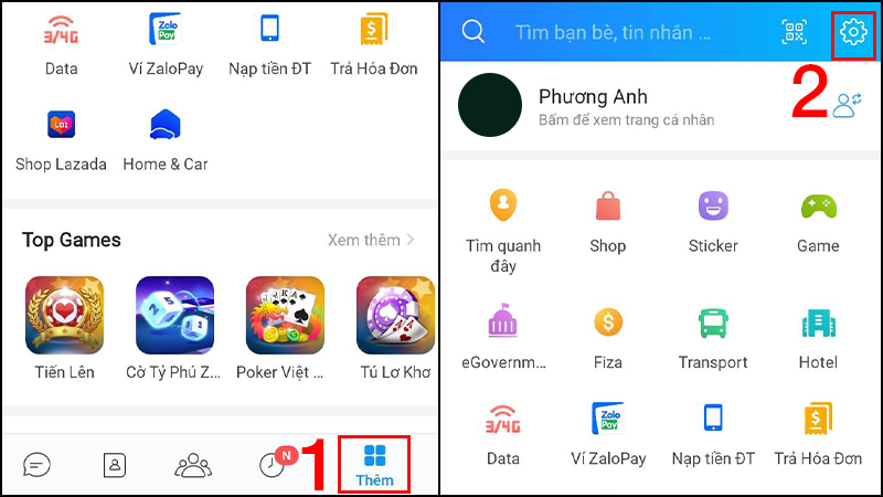 Vào Thêm  Nhấn Cài đặt