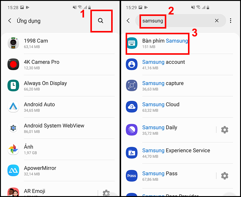 Cách mở Bàn phím Samsung