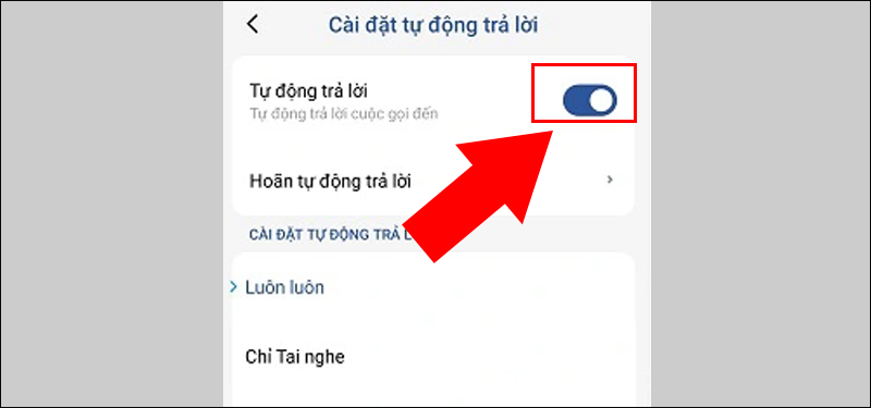 Gạt sang trái để tắt Tự động trả lời