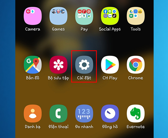 Bước 1: Các bạn vào Cài đặt.