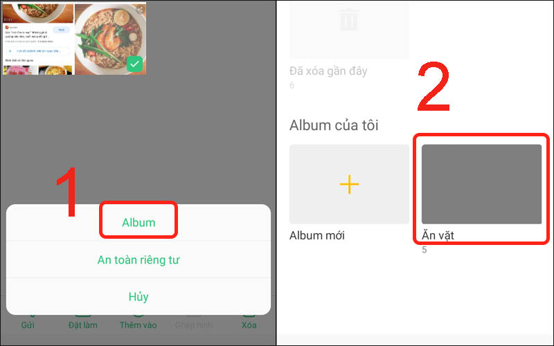 Chọn album cần thêm ảnh