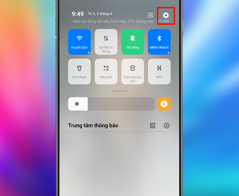Cách khác để truy cập mục Cài đặt