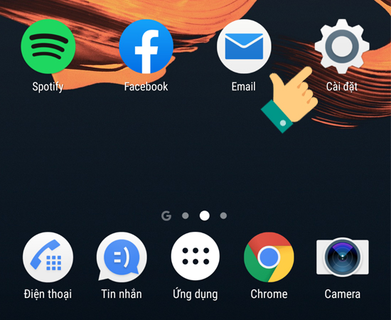 Bước 1: Để bật điểm ph&aacute;t Wi-Fi, bạn h&atilde;y chọn C&agrave;i đặt từ m&agrave;n h&igrave;nh ch&iacute;nh.
