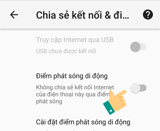 Bước 4: Ở đ&acirc;y, h&atilde;y bật Điểm ph&aacute;t s&oacute;ng di động l&ecirc;n.