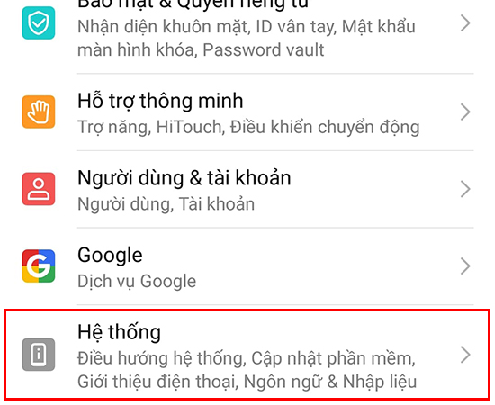 Bước 1: V&agrave;o C&agrave;i đặt chọn Hệ thống