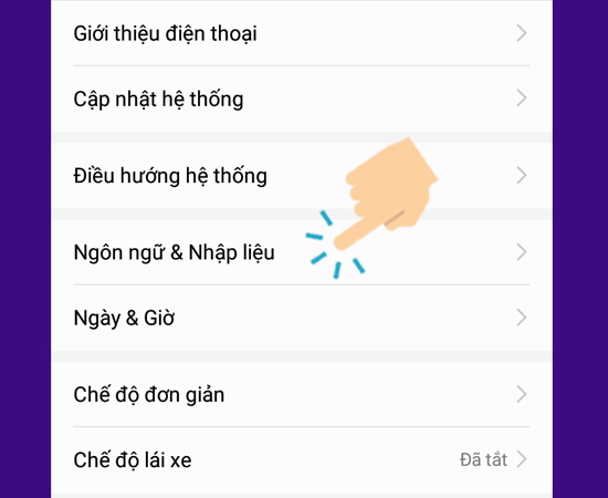 Vào Ngôn ngữ & nhập liệu