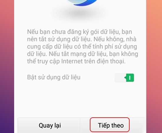 Chọn Tiếp theo