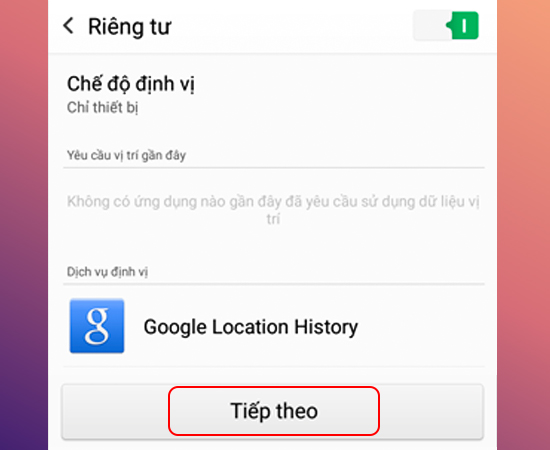 Chọn Tiếp theo