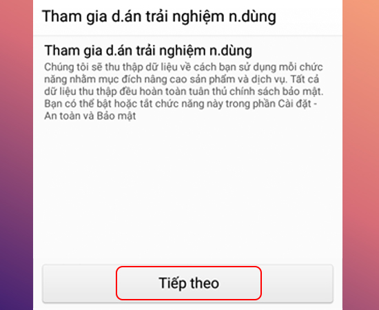 Chọn Tiếp theo