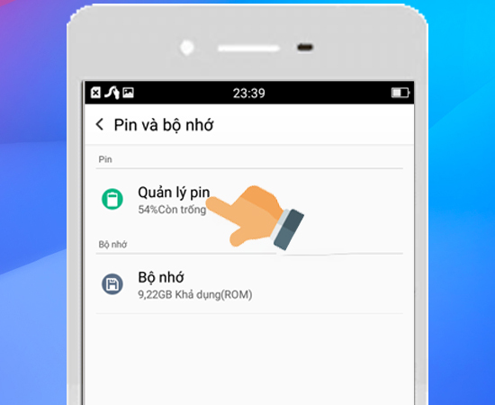 Bước 3: Chọn Quản lí pin.
