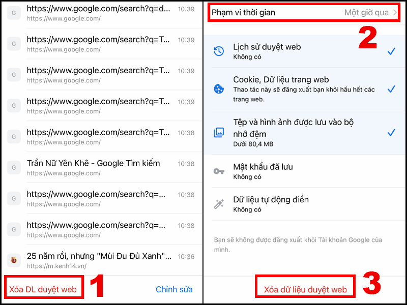 Xo&aacute; dữ liệu duyệt web