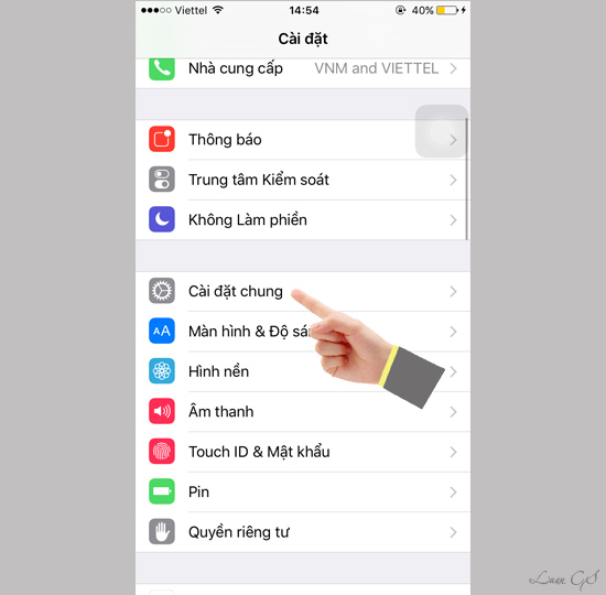 Chọn Cài đặt chung