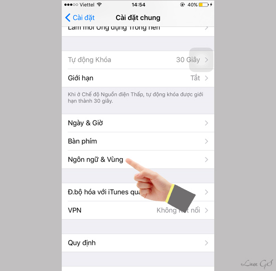 Chọn Ngôn ngữ và Vùng