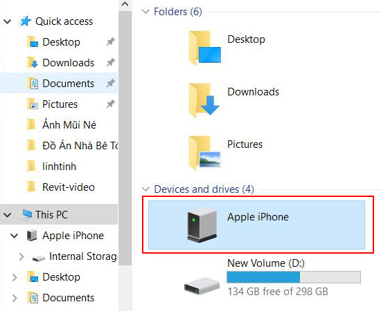 L&uacute;c n&agrave;y thiết bị iPhone của bạn sẽ xuất hiện trong This PC.